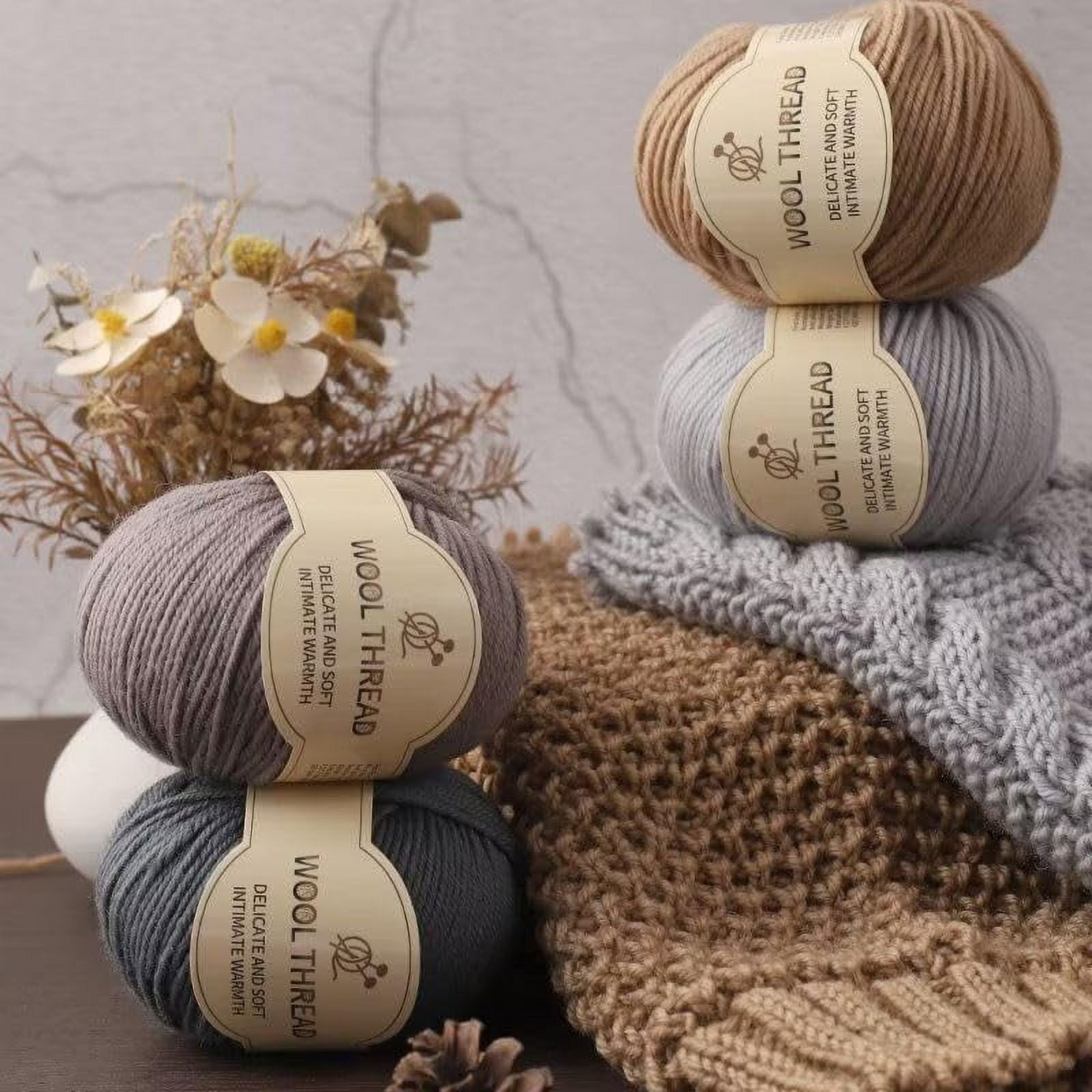 FENG4 Groups Australian Wool Yarn 4 ply of Medium Thick Hand Knit Non-Pilling Wool Blend Soft Yarn for Hand Knitting & Crocheting (Purple)-240810