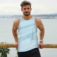 thumbnail image 6 of KLL Light Blue Marble Print Men's Muscle Gym Workout Stringer Tank Tops Bodybuilding Fitness T-Shirts Tank Tops Men-Medium, 6 of 7