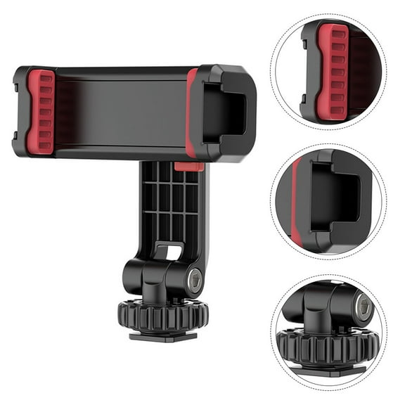CATIEBYE Cold Shoe Phone Mount for Camera and Tripod, Adjustable Phone Holder, Black, 1 Piece
