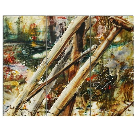 - Design Art Tools and Abstract Pattern' 3 Piece Painting Print on Metal Set
