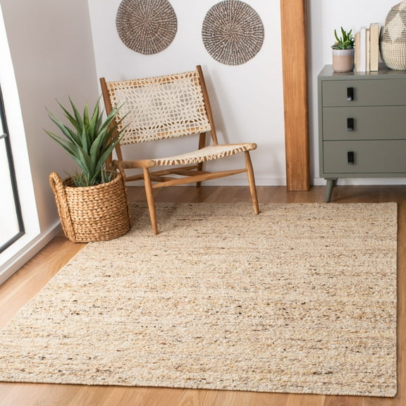 SAFAVIEH Natura Earnestine Solid Abstract Wool Area Rug, Beige, 5' x 8'