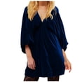 thumbnail image 2 of Meichang Women's Velvet Mini Dress formal Wedding Guest Dress V Neck Long Sleeve Babydoll Dress Flowy Retro Cocktail Party Dresses, 2 of 7