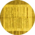 thumbnail image 1 of Ahgly Company Machine Washable Indoor Round Abstract Yellow Contemporary Area Rugs, 7' Round, 1 of 4