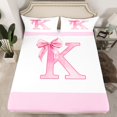 thumbnail image 2 of jejeloiu Cartoon Bow Tie Bed Sheets,Letter K Monogrammed King Sheets For Girls Kids 4-Piece, 2 of 7