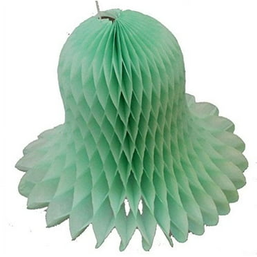 6-pack 9 Inch Hanging Honeycomb Tissue Paper Bell Decoration, Mint Green, by Devra Party