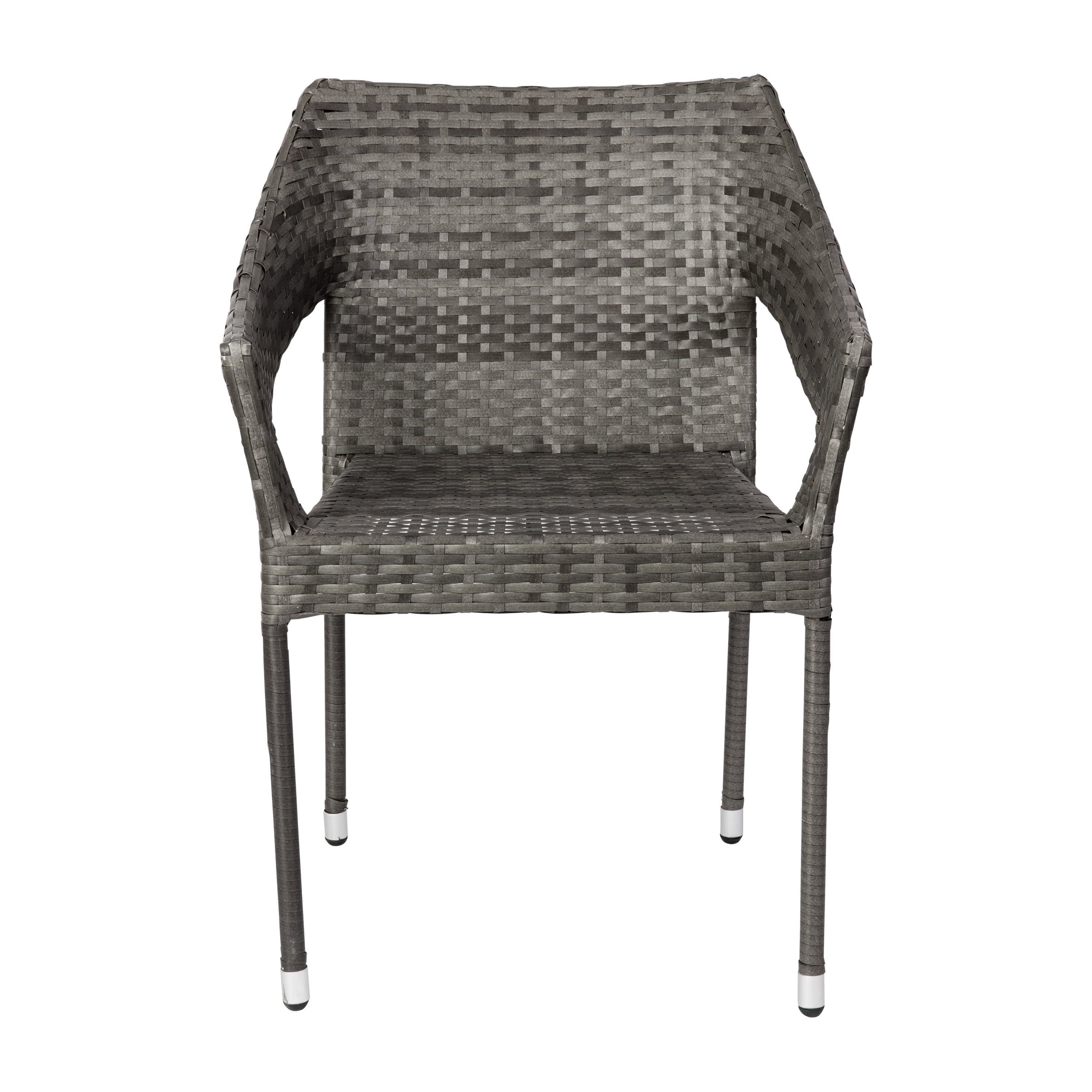 Merrick Lane Weather Resistant Indoor/Outdoor Stacking Patio Dining Chair with Steel Frame and PE Rattan - Gray