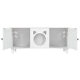 thumbnail image 3 of Cream White Cat Litter Box Cabinet - 47.2" Furniture-Style Enclosure with Scratching Post Door & Storage, Modern Hidden Litter Box for Cats, 3 of 6