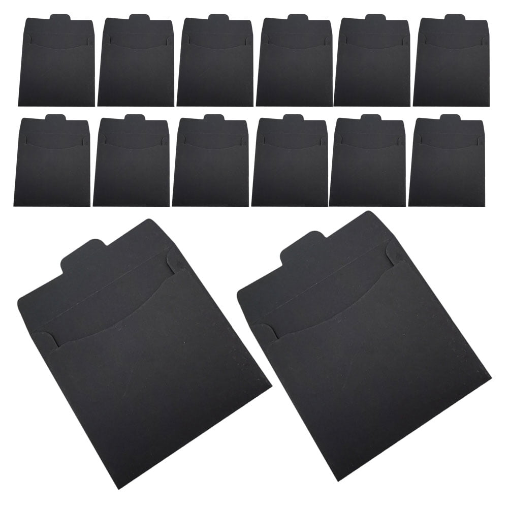 LULULION 100Pcs Black Lightweight Kraft Paper Cd Sleeves Multipurpose Cd Packaging Envelopes for Disc Storage