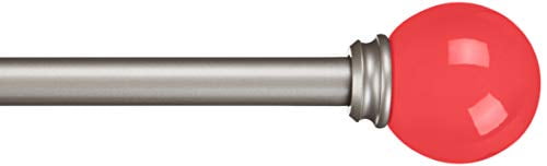 Photo 1 of Basics Decorative 5/8 Curtain Rod with Round Finials, 28-48, Pink
