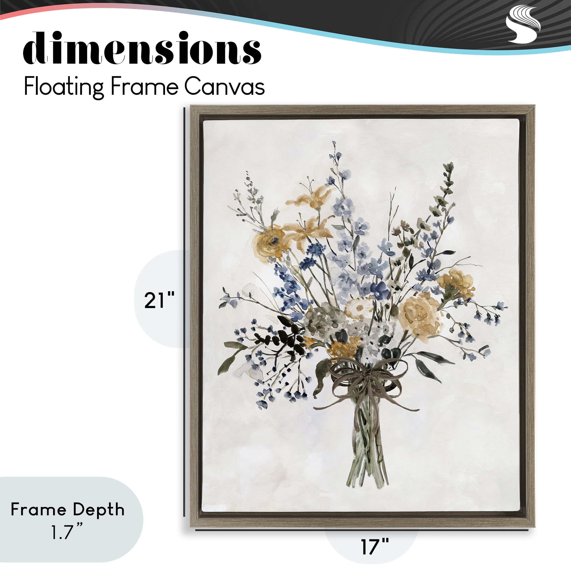 Stupell Industries Delicate Botanicals Bushel Brown Framed Floater Canvas Wall Art, design by Carol Robinson