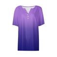 thumbnail image 6 of Blczomt Summer Plus Size Tops for Women Casual Short Sleeve T Shirts V Neck Button Purple Gradient Women Shirts, 6 of 6