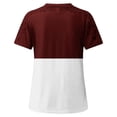 thumbnail image 5 of SDNall Short Sleeve Shirts for Women Fashion Summer Round Neck Leisure Short Sleeve Printed Lace Stitching Tops Cotton Shirts for Women (Wine, Sizes S-XXXXL), 5 of 9