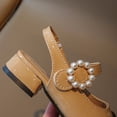 thumbnail image 7 of Girls Pearl Mary Jane Sandals with Adjustable Ankle Strap, Khaki Closed-Toe Dress Sandals for Kids 4-10 Years,Size 13 M, 7 of 7