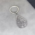 thumbnail image 4 of Charming Butterfly Floral Leaves Keyrings Gift Geometric Water Drop Oval Pendant Keychain Stainless Steel Flower Key Chain, 4 of 5