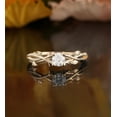 thumbnail image 2 of Solitaire moissanite yellow gold engagement ring Nature inspired anniversary bridal ring Unique leaf branch twig twisted curved wedding ring, 2 of 3