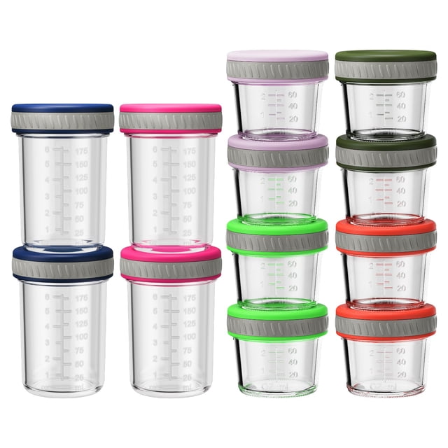 Tarros de Vidrio para Comida de Bebé Sursip 4oz y 8oz Paquete de 12 Resistentes a Fugas