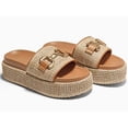 thumbnail image 3 of Womens Platform Sandals Raffia Espadrilles Metal Chain Slip on Open Toe Cute Beach Slide Sandals, 3 of 3