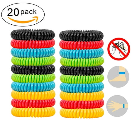 Real Bug Insect Amber Bracelet Natural Mosquito Repellent Bracelets 20 pack and 6 patch Waterproof Bug Insect Protection up to 300 Hours No Deet Pest Control for Kids Adults ()