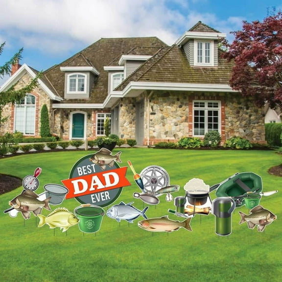 Fishing Theme Father's Day Yard Card Decoration Set, 11 Pc (19359)