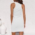 thumbnail image 4 of gakvbuo Summer Savings Clearance Dresses for women 2023 Summer Dresses vacation outfits for Women Casual Sleeveless Beach Tank Dress Bodycon Ruched Tie Waist Mini Dresses, 4 of 7