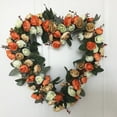 thumbnail image 4 of Corona de rosas en forma de corazón, aldaba artificial para colgar en la pared, guirnalda de bienvenida de 36 cm naranja, 4 of 8