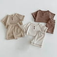 thumbnail image 6 of Toddlers Boys 2 Piece Outfits Sets 4M-3Y Newborn Kids Casual Solid Short Sleeve Tops and Shorts Comfort Going-Out Loungewear Set, 6 of 8
