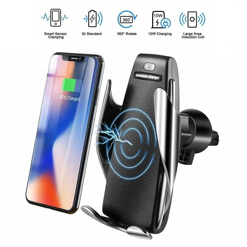 Dashboard and Air Vent Holder Samsung S10 S9 S8 Wireless Smart Car Charger Mount Intelligent Sensing Auto Clamping 10W/7.5W Qi Fast Charging Car Mount Compatible with iPhone 11 Pro Xs Max XR 8 Plus 