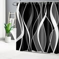 thumbnail image 2 of HVEST Black and White Geometric Shower Curtain with Modern Minimalist Design - Abstract Geometric Bathroom Decor, Waterproof Polyester Fabric, Includes 12 Hooks, 69x70 Inches, 2 of 9