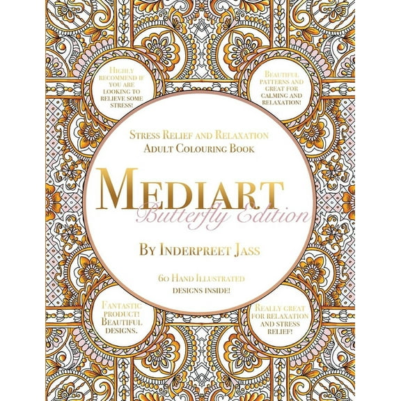 Mediart: Stress Relief and Relaxation Adult Colouring Book: Butterfly Edition, (Paperback)