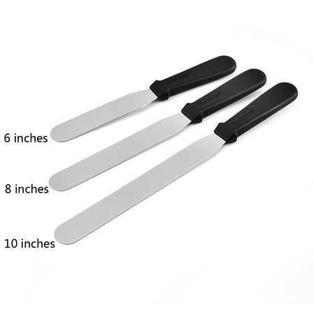 

Stainless Steel Plastic Handle Cream Spatula Set with 6 8 10 Inch Blade Cake Decorating Spatula Baking Tool（A)