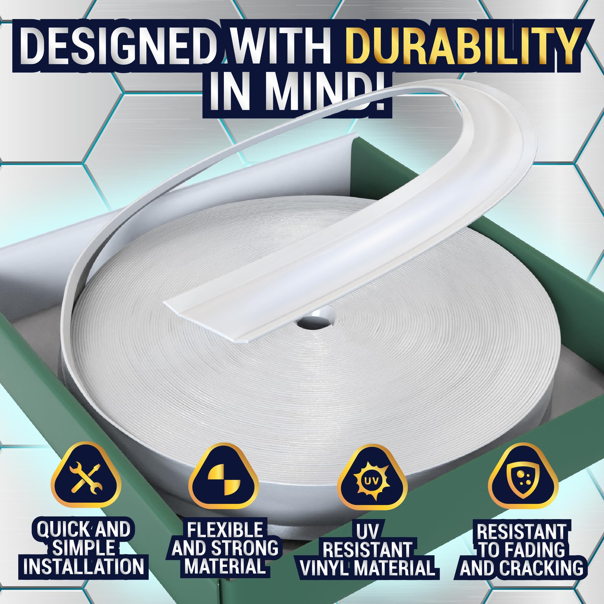 LATCH.IT 1-inch RV Trim Molding Insert White | 100-Foot RV Weather Stripping Exterior | Camper Trim Molding Exterior | UV-Resistant & Flexible RV Weather Stripping Exterior | Perfect for all DIYers!