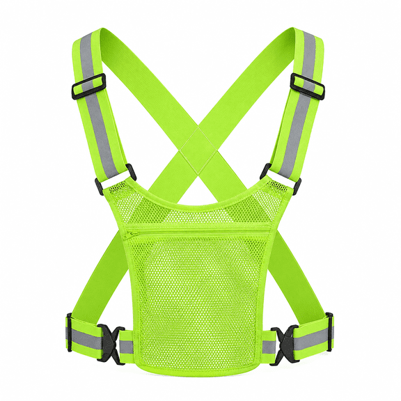 High Visibility Reflective Cycling Vest with Pocket, Breathable Mesh Safety Vest for Night Riding, Running, Walking and Outdoor Work, One Size, 1 Pack,Green