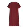 thumbnail image 6 of Umbreon Summer Dresses for Women Short Sleeve Cre W Neck Linen Midi Dress Solid Color Causal Beach Vacation Dresses, 6 of 7