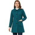 thumbnail image 1 of INSPIRE CHIC Manteau Trench d'Hiver pour Femme à Col Rabattu, Simple Boutonnage, Bleu Lac, TP, 1 of 6