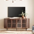 thumbnail image 6 of WAMPAT Sideboard Buffet Cabinet with 4 Fluted Doors, Wooden Accent Storage Cabinet with Curved Design, Credenza for Dining Room, Living Room, Kitchen, Walnut, 6 of 6