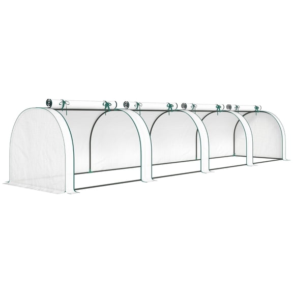 Alvantor White 177.2" L x39.4" W x 31.5" H Mini Greenhouse with 4 Roll-Up Doors
