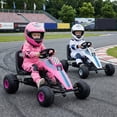 thumbnail image 4 of Gymax Pedal Go Kart for Kids 4-Wheel Ride On Toy w/ Steering Wheel & Safe Handbrake Pink, 4 of 10