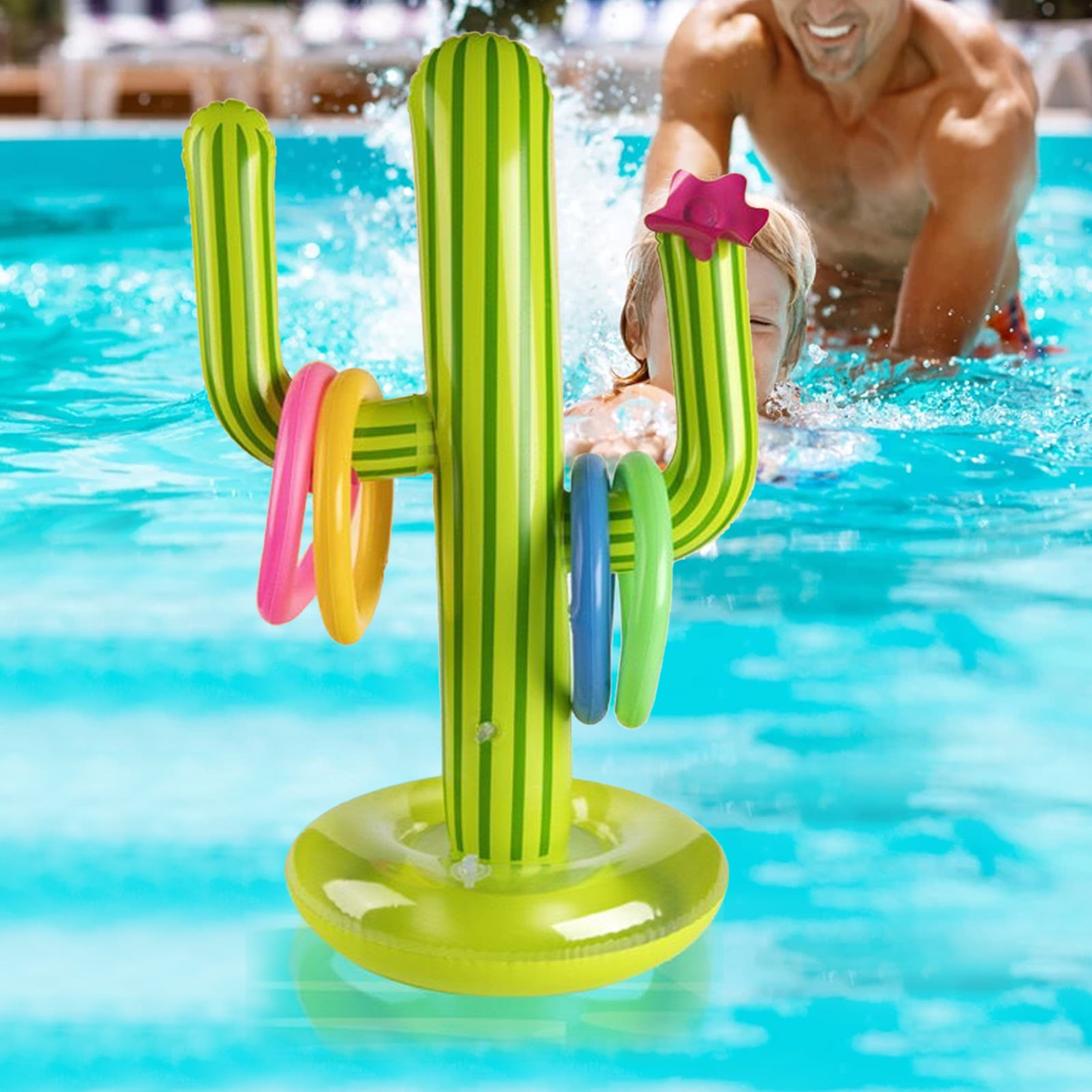 VKTY Inflatable Cactus Ring Toss Game Set,Beach Party Toy Floating Swimming Ring Toss for Fiesta Party Accessories Hawaiian Pool
