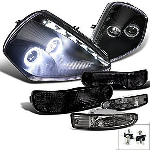 Eclipse Black Dual Halo LED Projector Headlights Front Rear Bumper Lamp