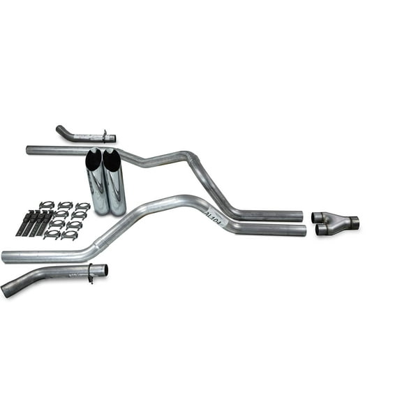 Truck Exhaust Kits - Shop Line Dual Exhaust System 2.5 inch Aluminized Pipe Y Pipe Chrome Tips With Corner Exit