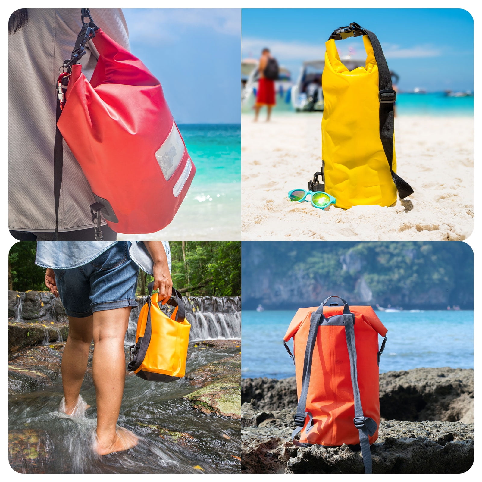 2 Pcs Waterproof Dry Bag Dry Sack Lightweight Portable Travel Dark Blue
