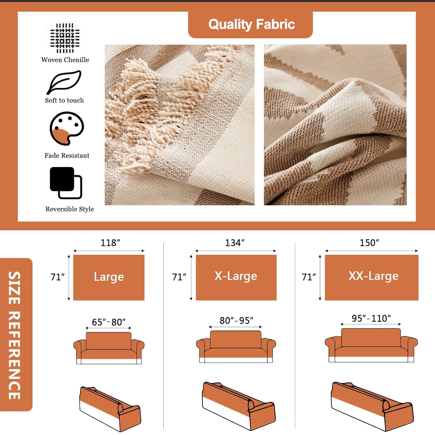 Inadays Sofa Cover Couch Cover Slipcovers Furniture Protector for Chair Loveseat Futon Sectional L Shape Sofa Boho Chenille
