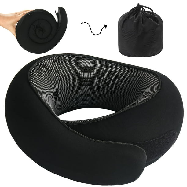 Almohada cervical de viaje con soporte de espuma viscoelástica negra