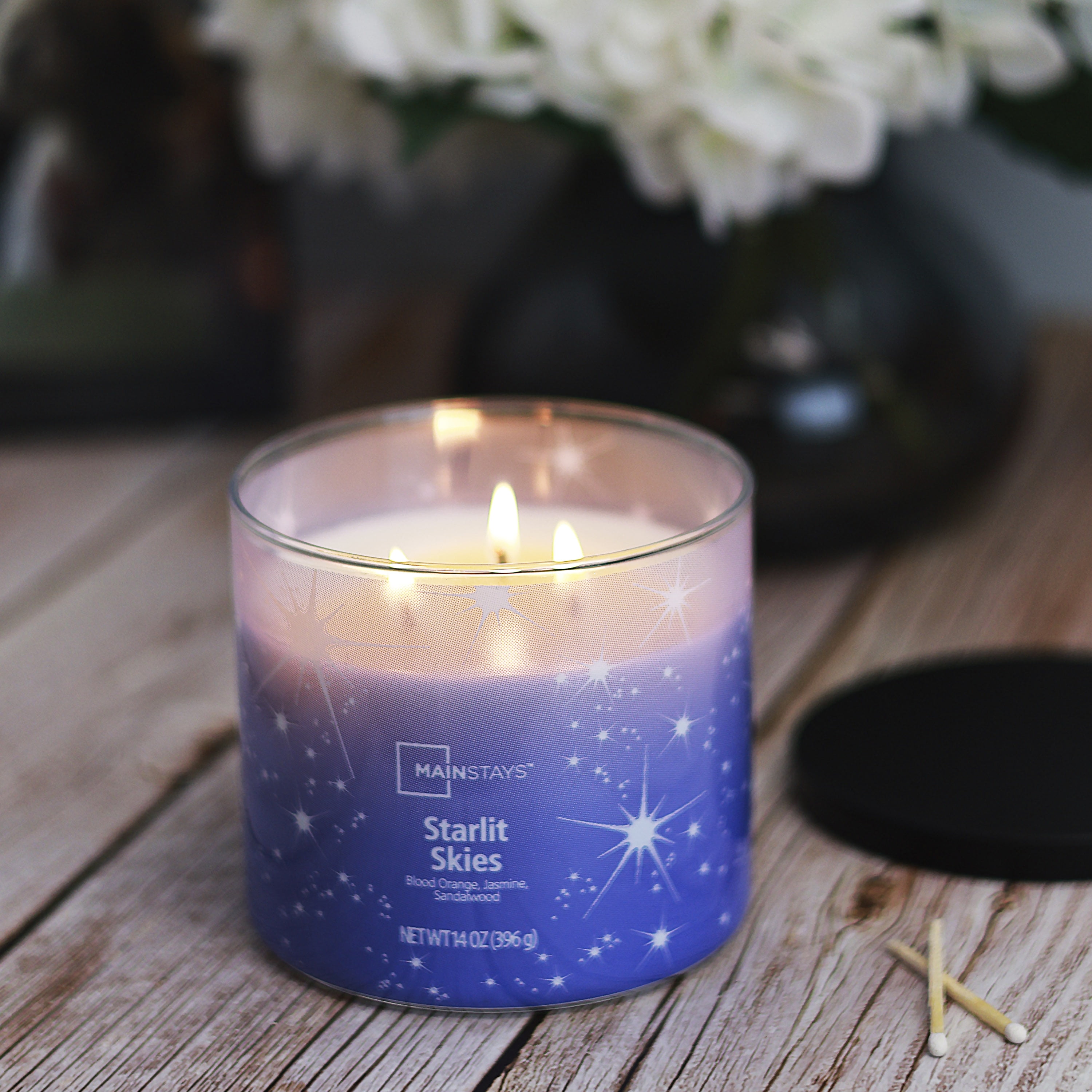 Mainstays 3-Wick Textured Wrapped Starlit Skies Scented Candle, 14 oz