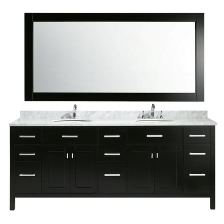 Design Element London 84" Double Sink Bathroom Vanity Set in Espresso