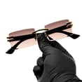 thumbnail image 2 of Stylish Square Rimless Gold Frame Stylish Burgundy Gradient Tinted Shades 90s Rectangle Cool Frameless Retro Trendy Men Women Hip Hop Old School Unisex Sunglasses, 2 of 6