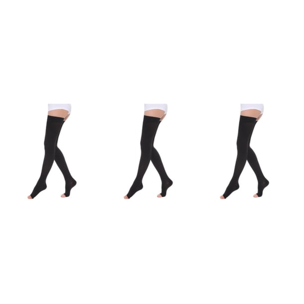Vogacara Medias Cómodas Y Suaves Medias Altas Para Comodidad Medias De Compresión Médicas Punta Abierta De Moda-Negro L Type1 NO1