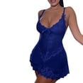 thumbnail image 5 of Sakmal Lightweight Moomoo Womens Chemise Nightgown Blue Spaghetti Straps See Through Comfy Loungewear Short Scoop Neck Lace Sleeveless Chemises S-3XL, 5 of 5