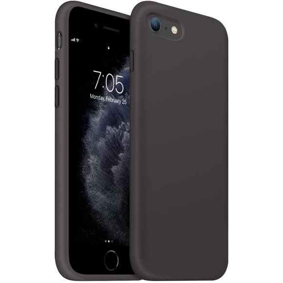 iPhone SE 2020 Case,iPhone 7/8 Phone case,iPhone 7 case Liquid Silicone Gel Rubber Phone Case, 4.7" Full Body Slim Soft Microfiber Lining Protective Case (Black)