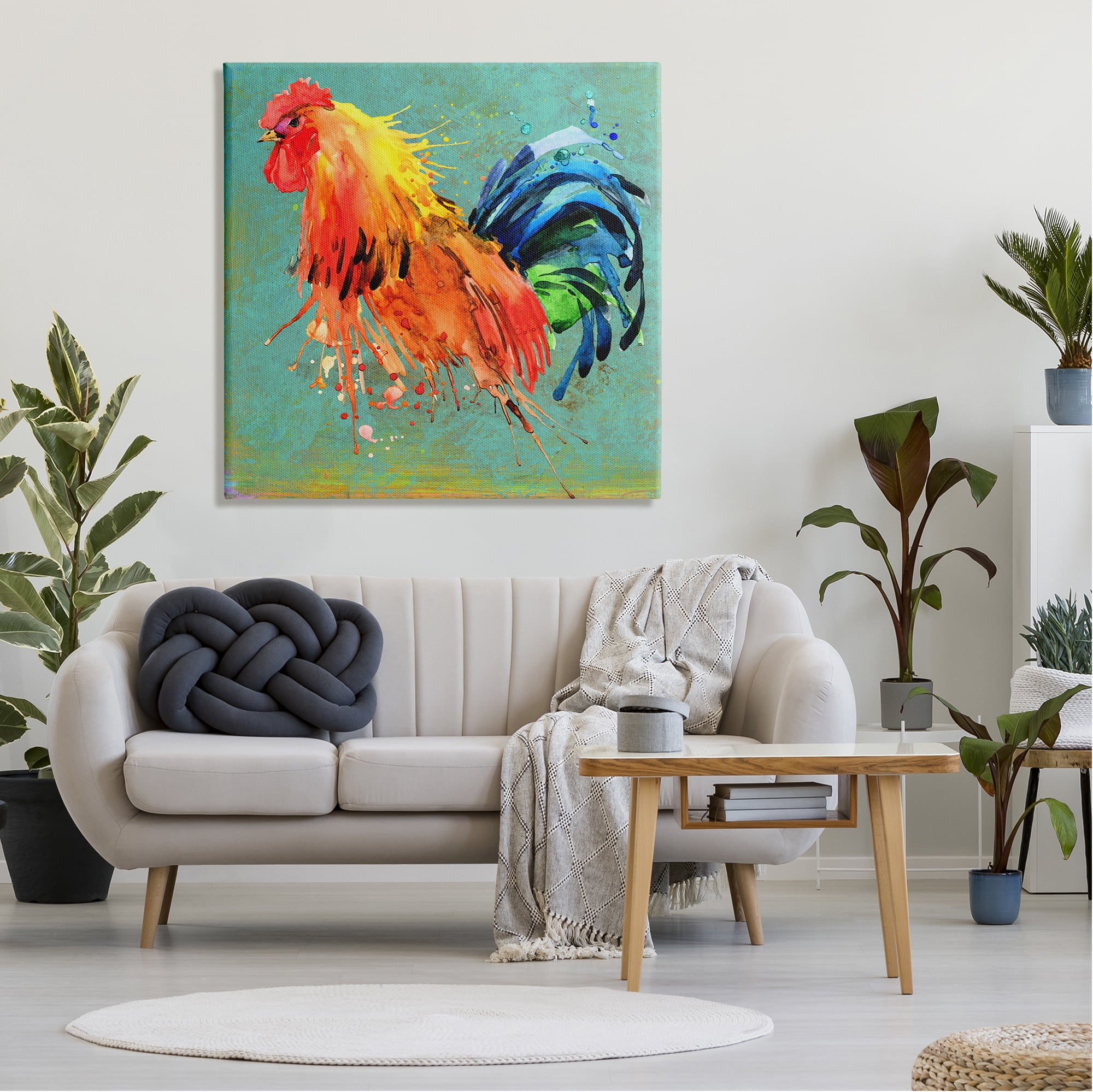Stupell Urban Abstract Rooster Splash Animals & Insects Painting Gallery Wrapped Canvas Print Wall Art